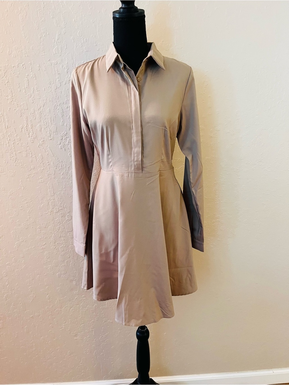 Hayden Taupe Long-Sleeve Shirt Dress